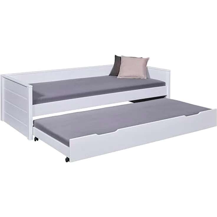 Ebuy24 Dream Bett, 90 x 200 cm, ausziehbar, Weiß mit Lattenrost, MDF-Basis, ohne Matratze und Kissen – Bild 3