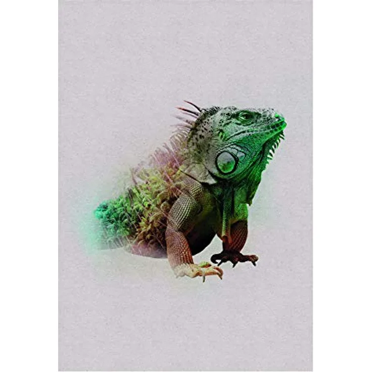 Komar Animals Paradise Iguana Wandbild, Premium-Poster 50x70 cm mit fotorealistischen Druckdetails, ohne Rahmen, für Wohnzimmer und Schlafzimmer