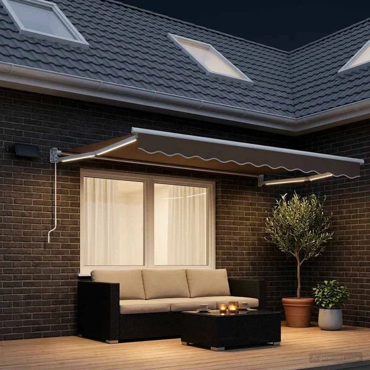 vidaXL Manuelle Gelenkarmmarkise mit LEDs, Taupe, 3.5x2m – Bild 1