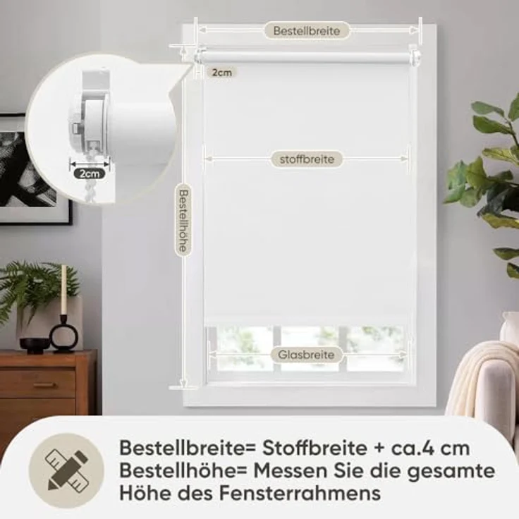 Sekey Verdunklungsrollo ohne Bohren Klemmfix 50 cm breit, Vliesstoff Seitenzugrollo Hitzeschutz Sichtschutz und Sonnenschutz Wandmontage Deckenmontage Klemmrollo, 50 x 130 cm, Grau Vliesstoff – Bild 5