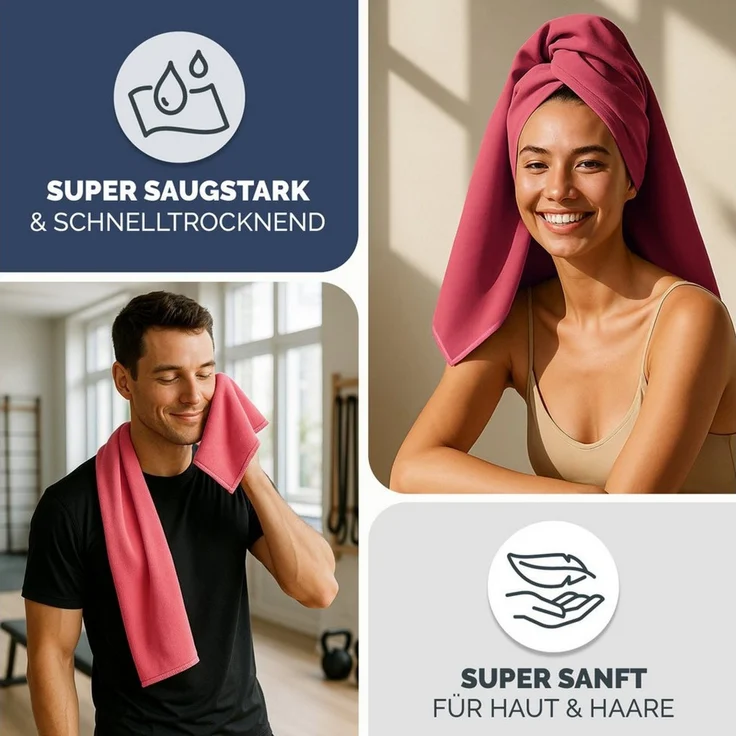 Blumtal Sporthandtuch Mikrofaser Handtuch - kompakte Mikrofaser Handtücher, Mikrofaser (inkl. Transporttasche, einzeln oder als Set verfügbar, 2-St), ultra leicht & schnelltrocknend, Reisehandtuch, Strandhandtuch – Bild 4