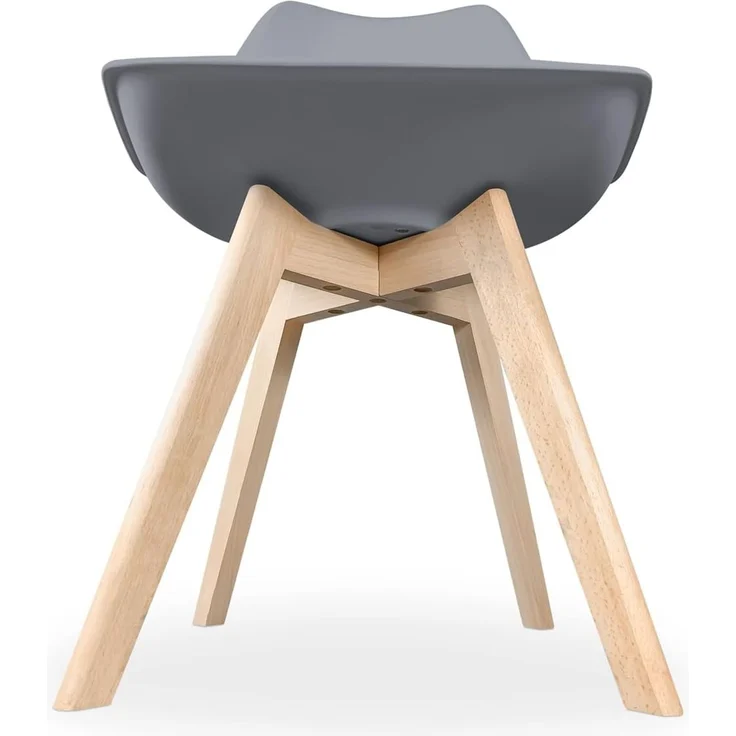 Homey, Skandinavische gepolsterte Stühle für Küche, Wohnzimmer oder Esszimmer, Modell Sena, Holzbeine, praktisch und funktional, einfache Montage, Grau – Bild 6