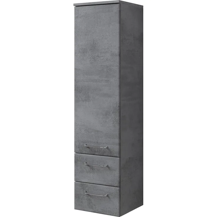 Pelipal Badezimmerschrank Quickset 945 in Oxid Dunkelgrau, 35 cm breit | Halbhoher Midischrank mit 1 Tür, 2 Schubkästen und 2 Einlegeböden