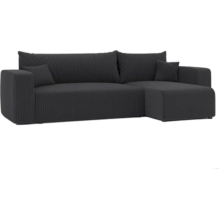 3-Sitzer-Ecksofa mit Schlaffunktion, Stauraum & beidseitig montierbarer Récamiere, Schwarz, 200 x 125 cm – Bild 4