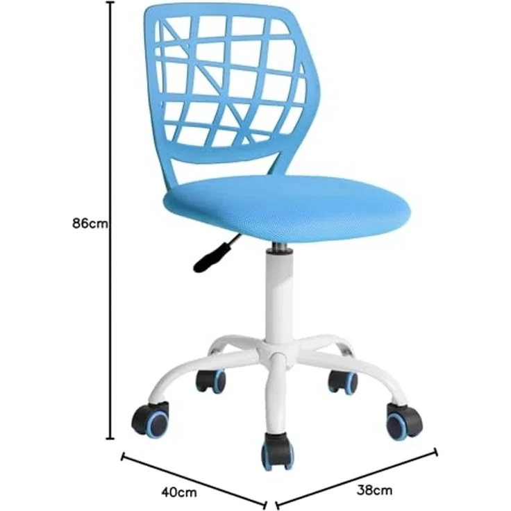 FurnitureR Esszimmer-Drehstühle, 1PC Küchenstuhl, gepolsterter Stuhl, Drehstuhl, bequemer Stuhl mit Rädern, Rückenlehne, armloser Stuhl für Esszimmer, Wohnzimmer, Blau – Bild 3