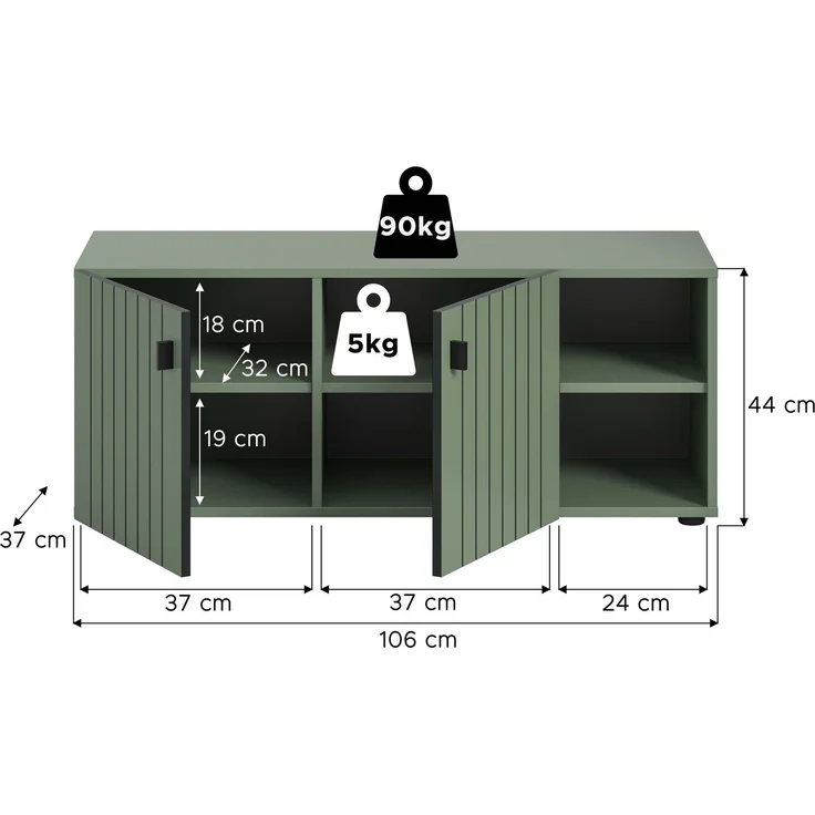 Sitzbank (B/H/T: 106x43x37 cm) in Smoke Green Nachbildung – Bild 4