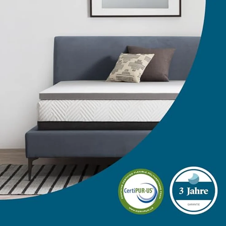LUCID Memory Foam Matratzen Topper 160x190 cm mit Bambuskohle, 5 cm dicke Matratzenauflage 160x190 cm – Bild 7