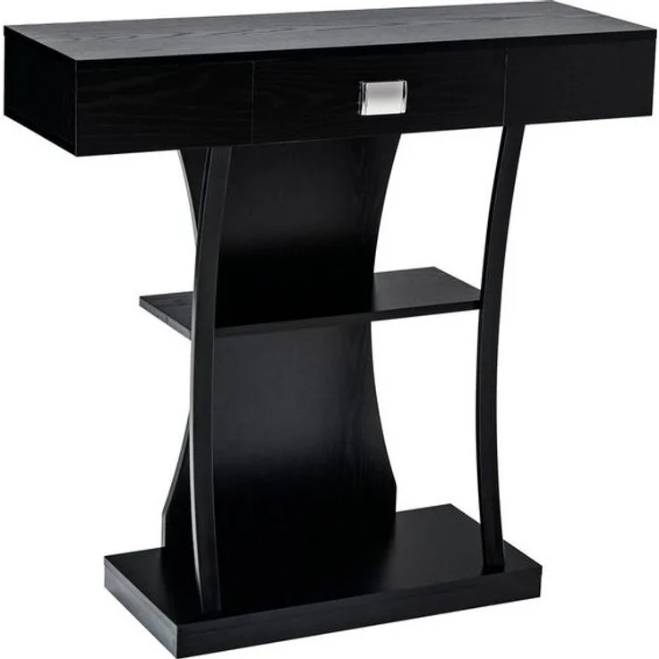 COSTWAY Konsolentisch, Schmal mit Schubladen, schwarz Flurtisch – Bild 4