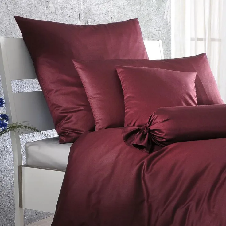BettwarenShop Uni Kissenbezug Mako-Satin | Kissenbezug einzeln 40x60 cm | bordeaux