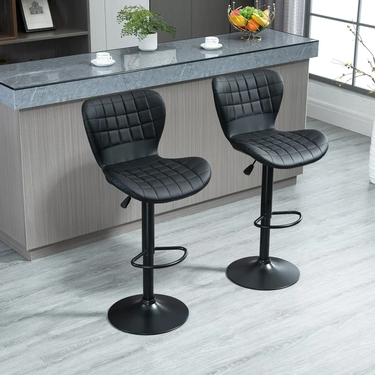 2er-Set Barhocker Retrodesign 47 cm x 51,5 cm x 89–109 cm Schwarz--Schwarz--109x51.5x47cm--YOUDENOVA – Bild 4