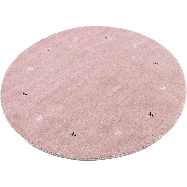 carpetfine 'Gabbeh Uni' Wollteppich, reine Wolle, Rosa, Ø 120 cm – Bild 2