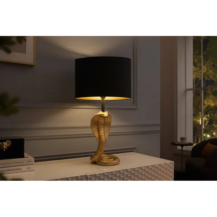 riess-ambiente Tischleuchte COBRA 65cm gold/schwarz – Schlangenskulptur, Stoffschirm, Accessoire, Ein-/Ausschalter, ohne Leuchtmittel, dekorative Leuchte für Wohn- und Schlafzimmer – ideal für edle Räume – Bild 5