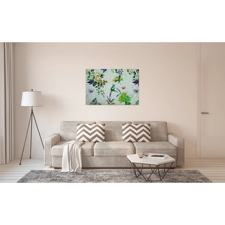 Blumen Leinwandbild Grün Lila 90x60 DD120346 Keilrahmen Mosaik Wandbild Leinwand – Bild 6