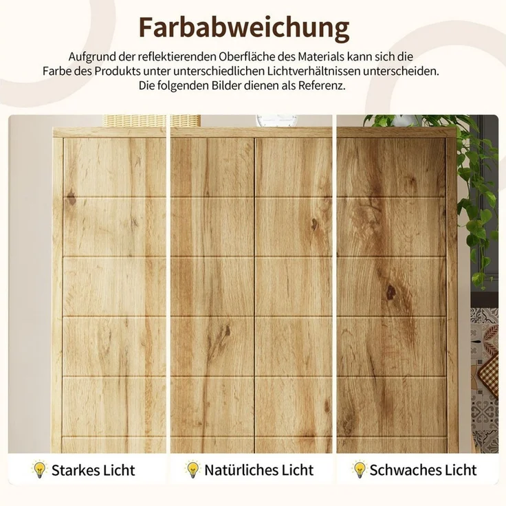 i@home Hochschrank Doppeltüriger Hochschrank 100×40×162,5 cm, Küchenschrank, Natur mit 8 Staufächern und Ablageebenen, Push-to-Open Türen, Kippsicherung – Bild 4