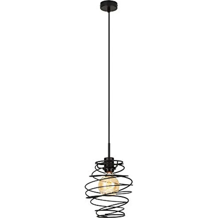 Briloner Pendelleuchte SWIRL, Hängelampe mit dekorativen Metallspiralen, 60 W, IP20, schwarz, Ø 21 cm, exkl. 1x E27 – Bild 5