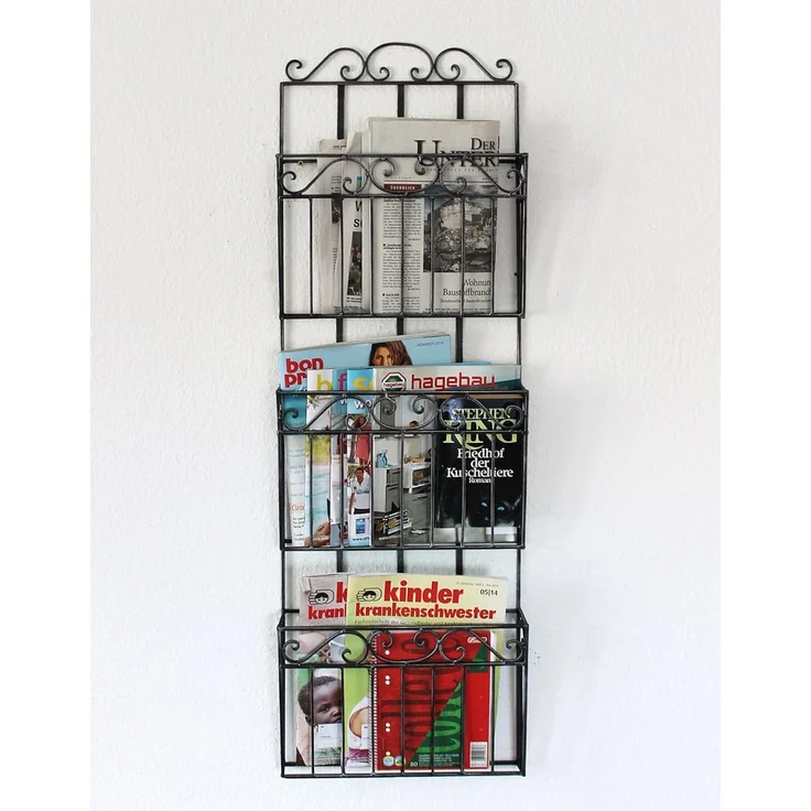 Wandregal Zeitungsständer 09911 Magazinhalter 101cm Küchenregal Zeitungshalter – Bild 9