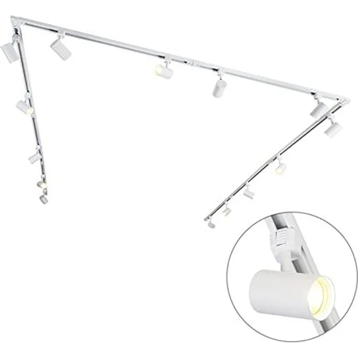 Qazqa Schienensystem-Sets Iconic jeana, ohne Leuchtmittel, GU10, Weiß, Modern, Stahl, Deckenstrahler 14-flammig – Bild 2