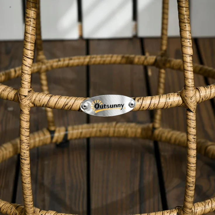 Outsunny Sitzgruppe Bistro-Set, wetterbeständig, (Gartengruppe, 3-tlg, Gartenmöbel-Set), Stahl, Sand+Dunkelgrau – Bild 9