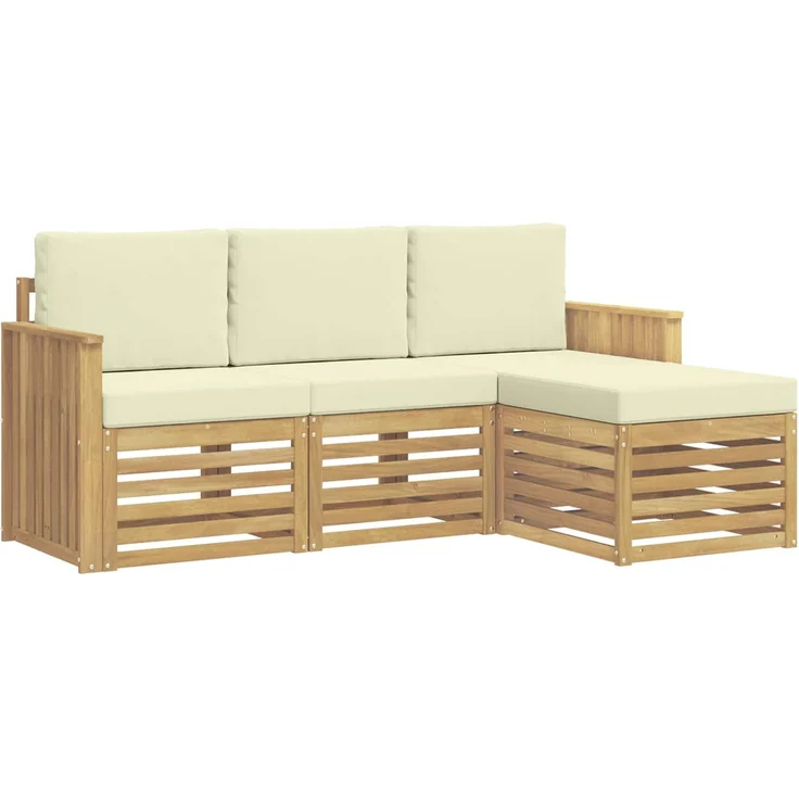 vidaXL Outdoor-Sofagarnitur 4 stk. 4-Sitzer Weiß und Creme Polyester 3391630 – Bild 2
