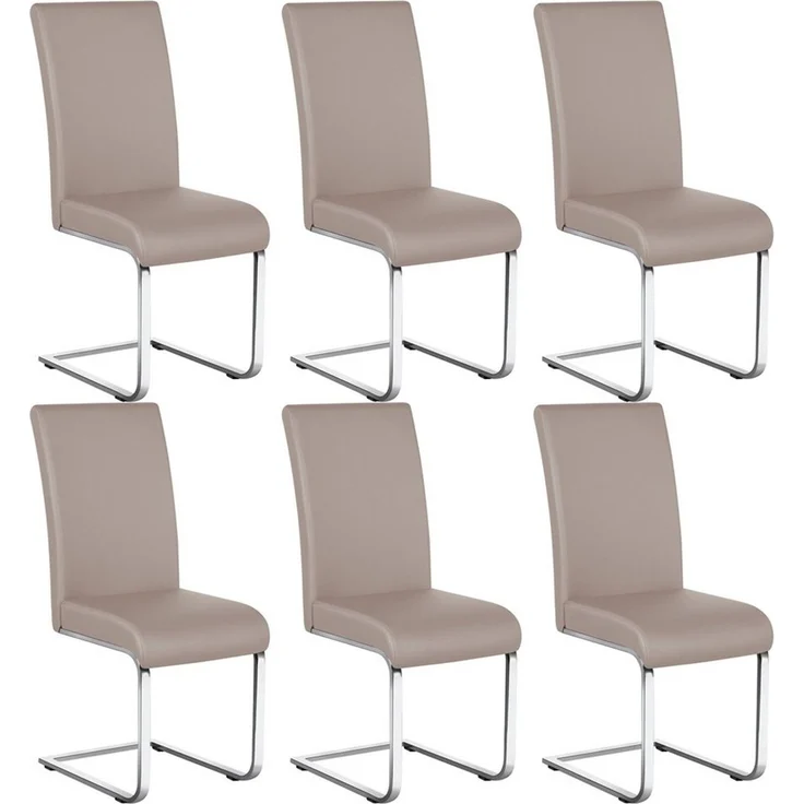 Yaheetech 6er-Set Freischwinger, Kunstleder, Hellbraun, 41,5 x 55 x 103 cm – Bild 5