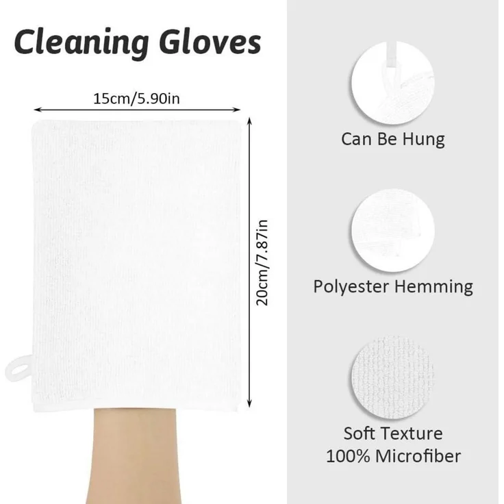 8er Set HOTUT Frottee & Mikrofaser Waschhandschuhe 20x15CM – Bild 2
