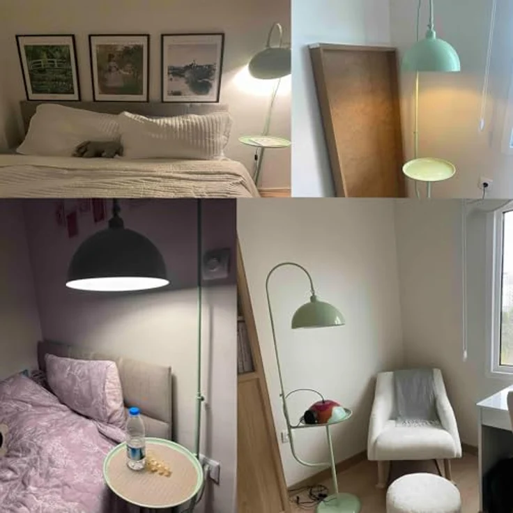 Bamyum Stehlampe Moderne Stehlampe aus Metall mit E27, verstellbarer Lampenschirm, ohne Leuchtmittel, E27, verstellbarer Lampenschirm, Stehluchte mit Ablage – Bild 3