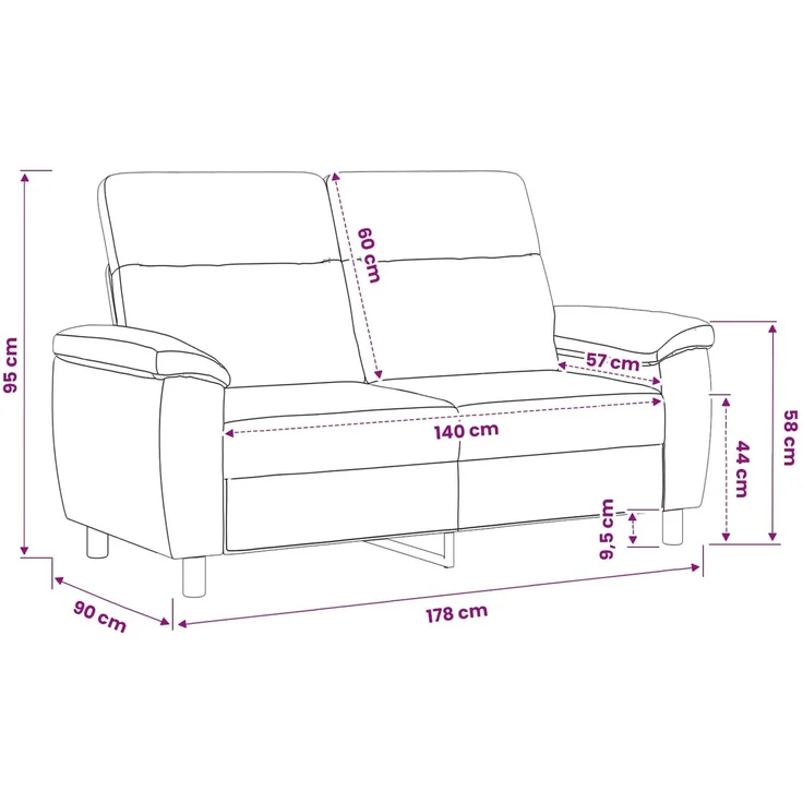 vidaXL Sofa Weinrot 178 x 90 x 95 cm Stoff 42040944 – Bild 8
