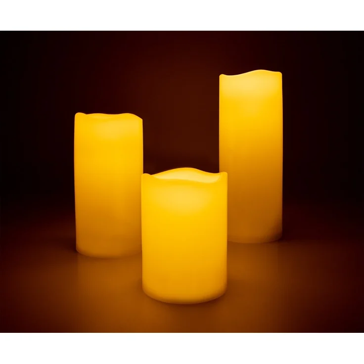 Spetebo LED Dekoobjekt LED Outdoor Kerze 3er Set mit Timer warm weiß, Timer Funktion, LED, warm weiß, mit Timer Funktion – Bild 2