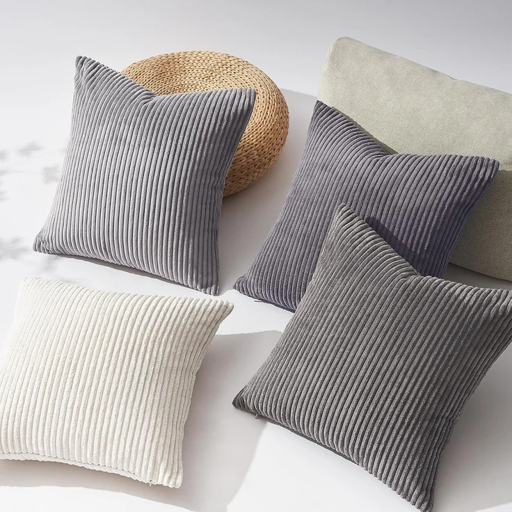 Topfinel Kissenbezug 50x50 grau 4er Set Kordsamt Dekokissenbezüge Sofa – Bild 4