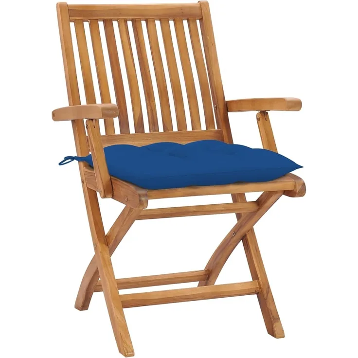 vidaXL Klappbare Gartenstühle mit Kissen 4 Stk. Massivholz Teak 3072748