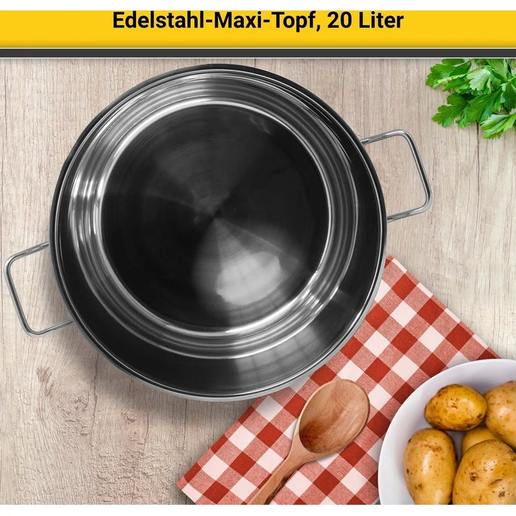 Karl Krüger Jumbotopf Maxi mit Glasdeckel, Edelstahl, 20 l – Bild 2
