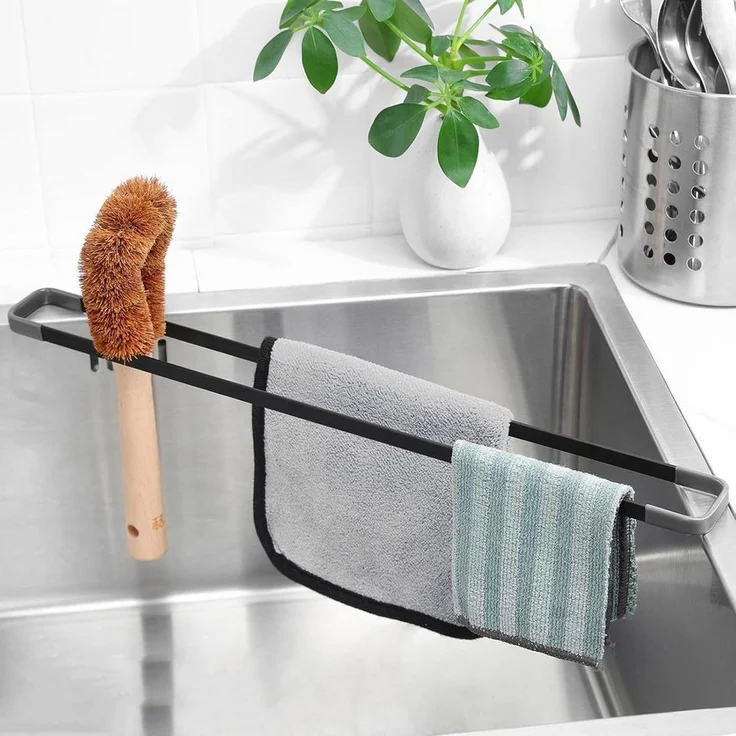 FELIXLEO Küchenorganizer-Set Spülbecken Organizer Abtropfgitter Schwarz 43cm Spüllappenhalter, (1-tlg) – Bild 5