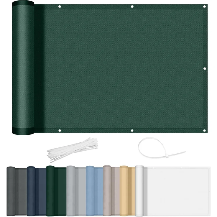 AXT SHADE Balkon Sichtschutz Wetterfest 90x300cm Balkonverkleidung Balkonabdeckung Balkonbespannung Blickdichte Windschutz und UV-Schutz mit Kabelbinder für Balkongeländer-Grün