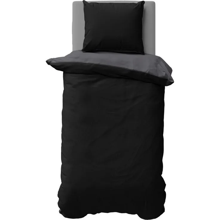 One Home Bettwäsche Doubleface, Satin, 2 teilig, Uni Wende, kühlend weich Sommer, Übergröße