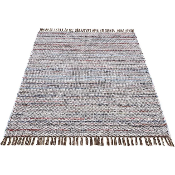 carpetfine 'Kelim Chindi' Teppich, Wendeteppich, rechteckig, Höhe: 6 mm, handgewebt, mit Fransen, Braun, 80 x 150 cm – Bild 1