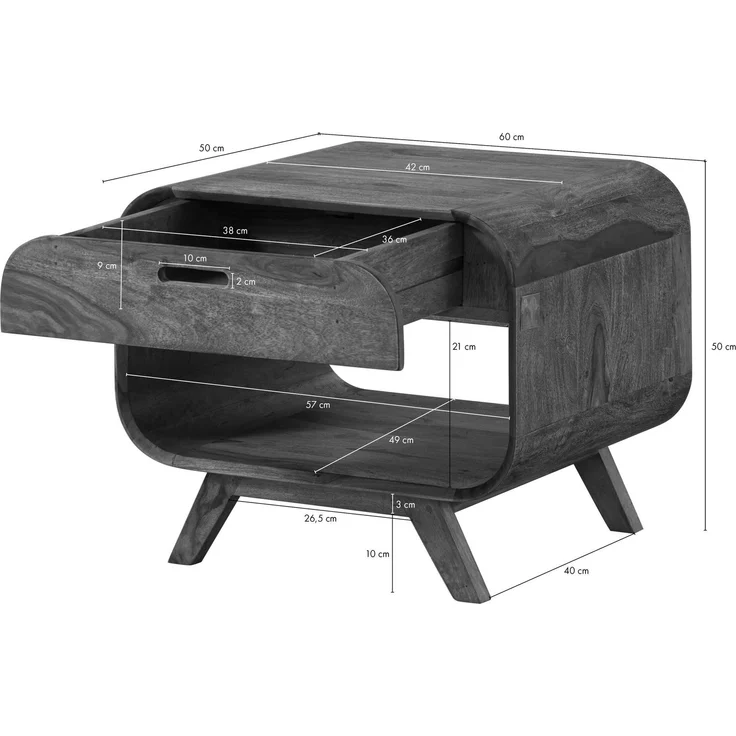 Couchtisch Sheesham 60x50x50 hellbraun lackiert MAILAND #130 – Bild 8
