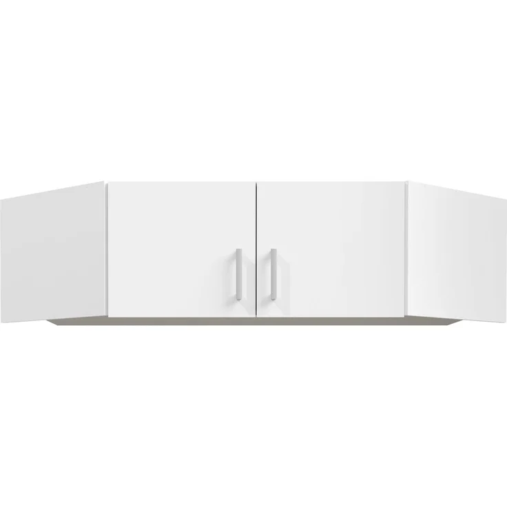 Forte ECONOBOX Schrankaufsatz 165, 2-türiger Drehtürenschrankaufsatz für Eckschrank, Holzwerkstoff, Weiß, 165,2 cm breit, 38,1 cm hoch, 54,2 cm tief – Bild 2