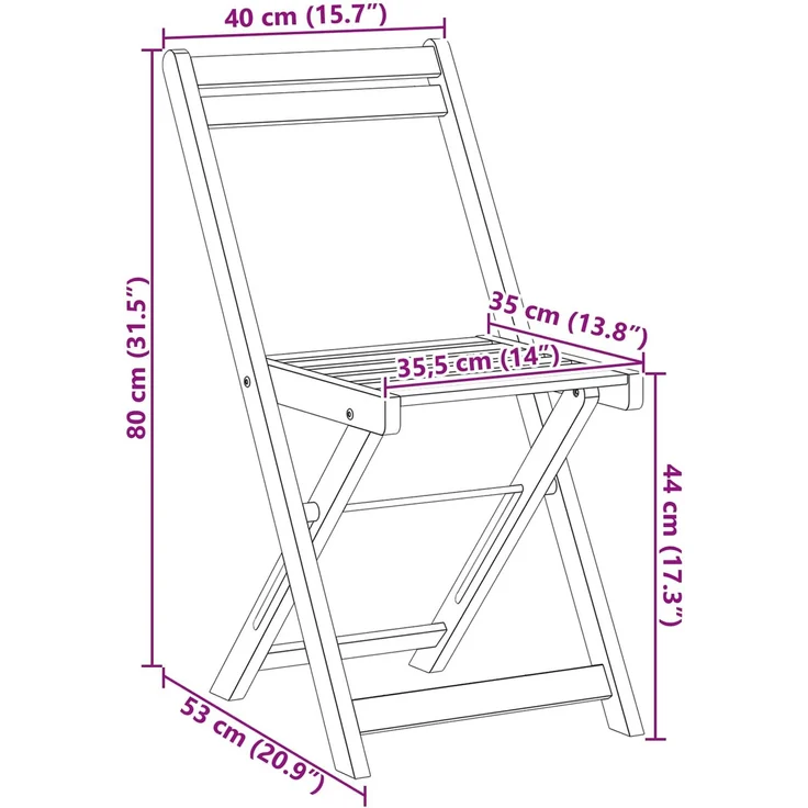 vidaXL Außen Bistro-Stühle 8 stk. Natur Massivholz Akazie 3416286 – Bild 11