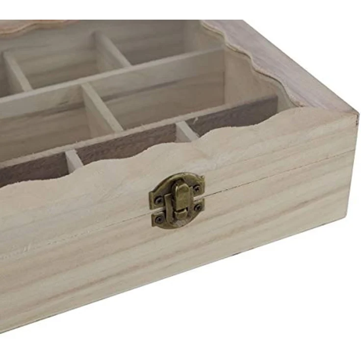 Teebox Holz 8 Fächer Teebeutelbox Teedose Kasten Teeaufbewahrung Verriegelung – Bild 2