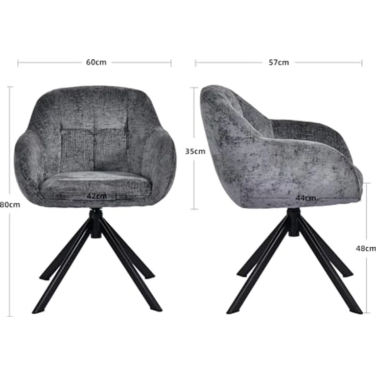 Duhome Loungesessel, Armlehnstuhl aus Chenille-Stoff, Schminktisch Stuhl 360° drehbar – Bild 4