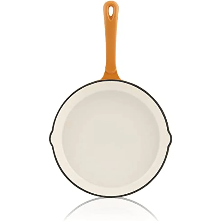 Mahlzeit Gusseisen Bratpfanne emailliert | Ø 24 cm | Sunny Orange | Gußeisenbratpfanne mit zwei Ausgießern | Bratpfanne Gusseisen, Pfanne Emaille, Steakpfanne, Pfanne Gusseisen Emailliert – Bild 5