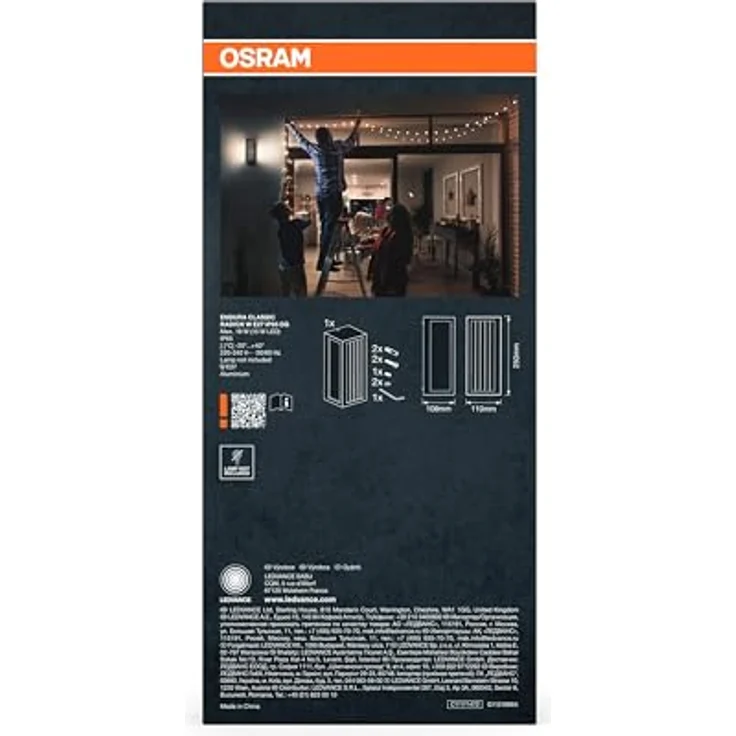 Osram ENDURA CLASSIC RADICK W Außenleuchte, Wandleuchte, E27-Fassung, dunkelgrau, Aluminium, schnelle & einfache Installation, mattierter Diffusor, IP65 Schutzklasse, Anwendung im Außenbereich – Bild 5