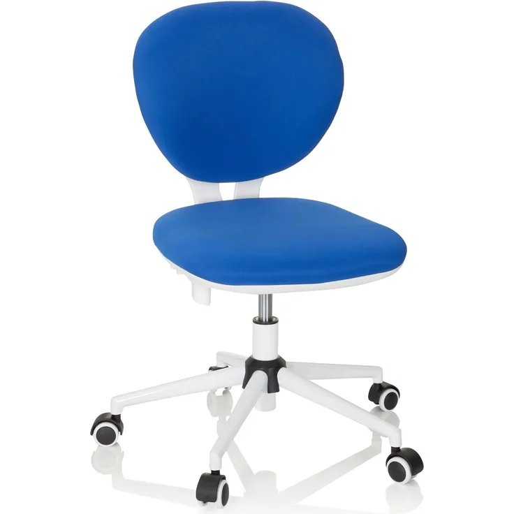 hjh OFFICE 670970 Kinder- und Jungenddrehstuhl Kid VIVO Stoff Blau/Weiß Kinderbürostuhl mit höhenverstellbarer Rückenlehne