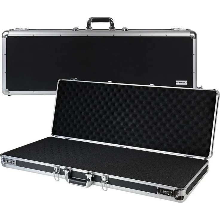 HMF Aufbewahrungsbox Gewehrkoffer, Alu Waffenkoffer mit Rasterschaumstoff, 96 x 36 x 12 cm, schwarz – Bild 1