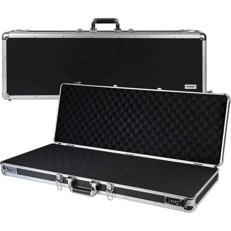HMF Aufbewahrungsbox Gewehrkoffer, Alu Waffenkoffer mit Rasterschaumstoff, 96 x 36 x 12 cm, schwarz