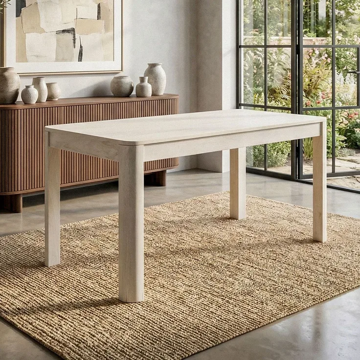 FINEBUY Esstisch FB115622 Esszimmertisch Küchentisch 6 Personen Holztisch Esszimmer (Natürliches Holzdesign mit klarer Form), Kompakte Tischlösung für kleine Essbereiche