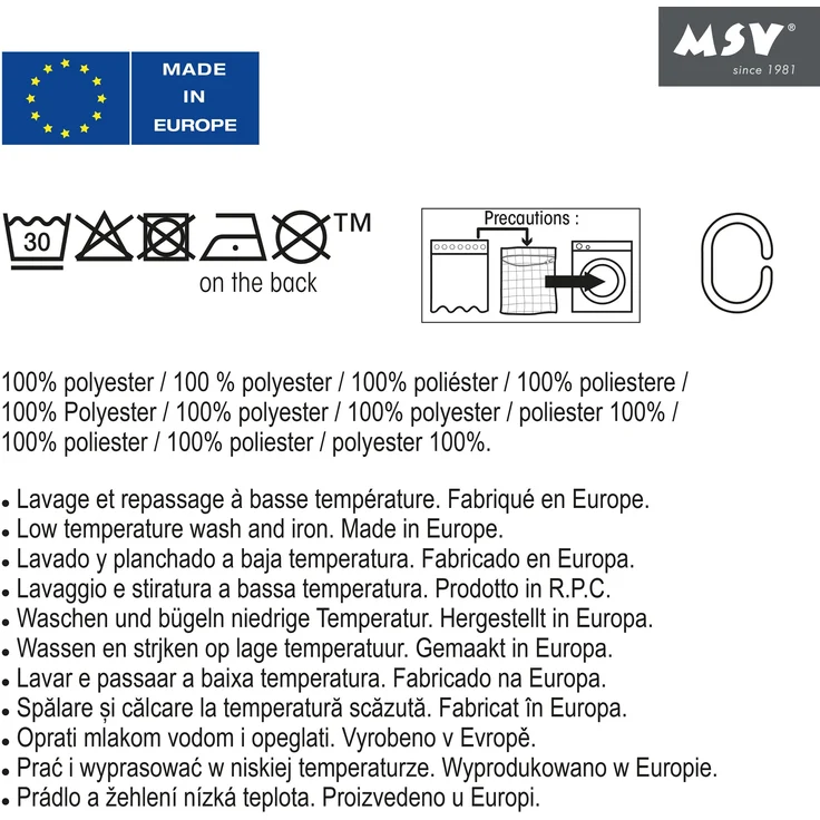 Cotexsa by MSV Premium Anti-Schimmel Textil Duschvorhang - Anti-Bakteriell, waschbar, 100% wasserdicht, mit 12 Duschvorhangringen - Polyester, „Bath “ Weiß 180x200cm – Made in Spain – Bild 3