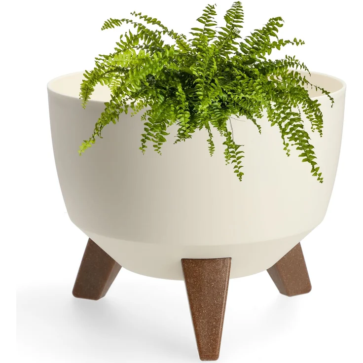 KADAX Blumentopf Blumentopf 24 cm Abdeckung + Einsatzbeine Blumenständer Creme – Bild 5