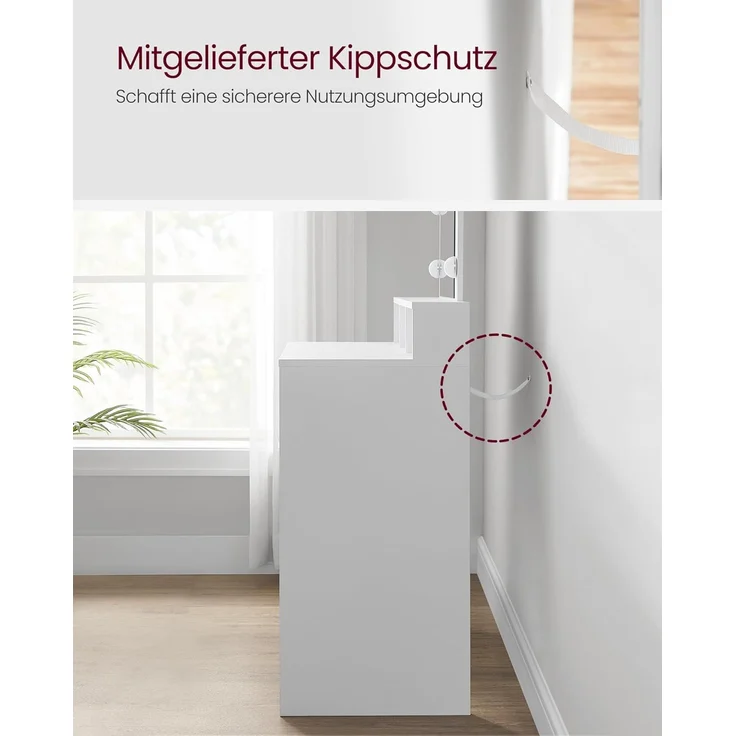 VASAGLE Schminktisch, mit LED-Beleuchtung, einstellbare Helligkeit, Frisiertisch mit Spiegel, Hocker, Kosmetiktisch mit 2 Schubladen und 3 offenen Fächern, modern, wolkenweiß und pastellrosa RDT720W01 – Bild 8
