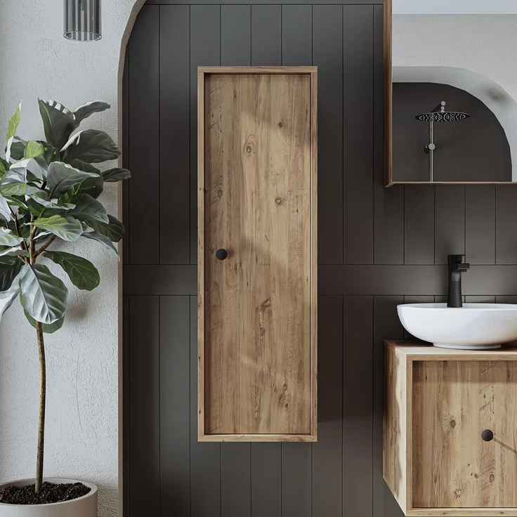 Roomart Waschmaschinenschrank DORA-I- Waschmaschinen- & Trocknerschrank mit Türen & Ausziehbrett – Waschküchenschrank für Waschmaschine & Trockner • Anthrazit-Eiche – Bild 5